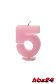 Kerzen Zahl 5 in rosa - hbs24
